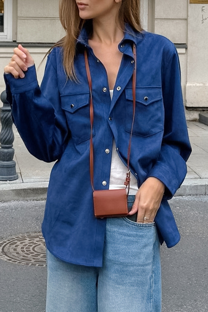 Daily Buttons Turndown Collar Blouses