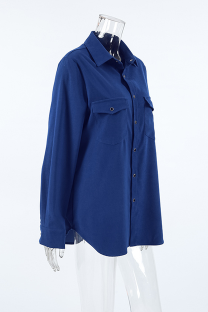 Daily Buttons Turndown Collar Blouses