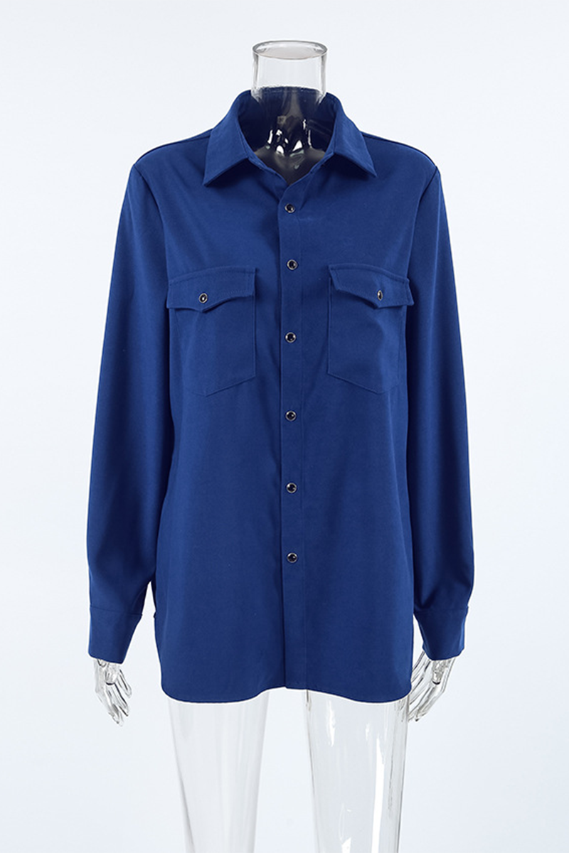 Daily Buttons Turndown Collar Blouses