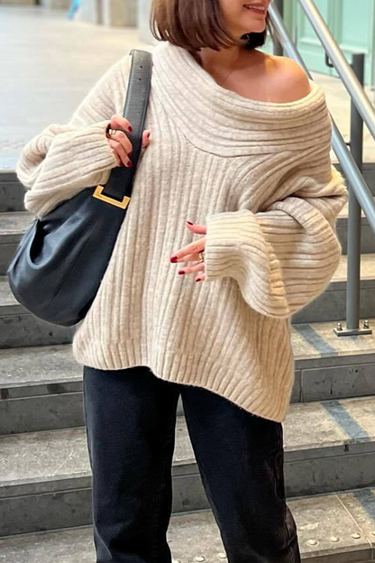 Color Irregular Potholes Off Shoulder Sweaters(5 Colors)