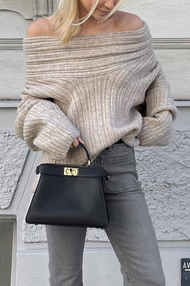 Color Irregular Potholes Off Shoulder Sweaters(5 Colors)