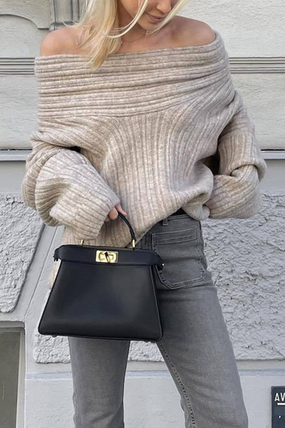 Color Irregular Potholes Off Shoulder Sweaters(5 Colors)