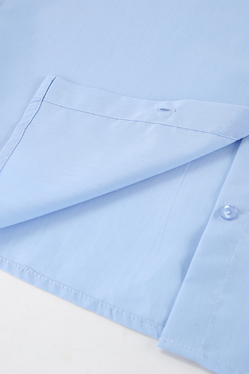 Buttons Patchwork Turndown Collar Blouses