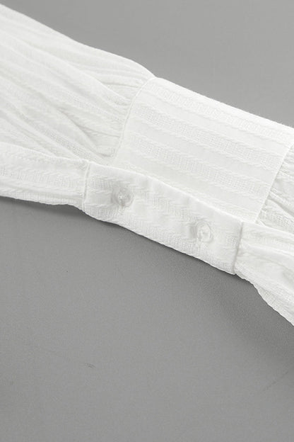 Jacquard Buttons Texture Turndown Collar Blouses