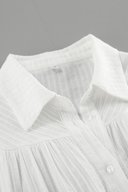 Jacquard Buttons Texture Turndown Collar Blouses