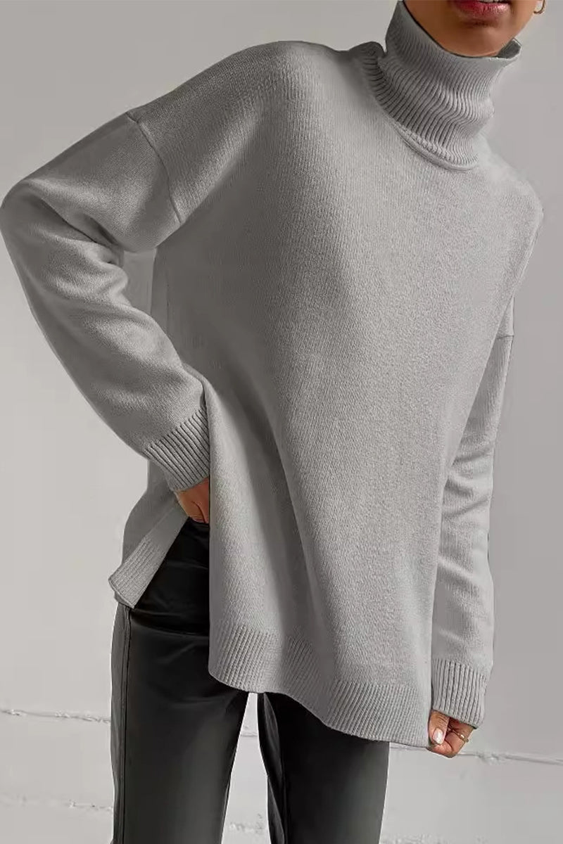 Color Slit Turtleneck Sweaters(8 Colors)