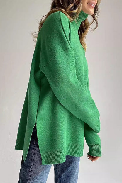 Color Slit Turtleneck Sweaters(8 Colors)