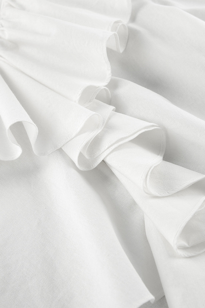 Color Ruffle V Neck Blouses