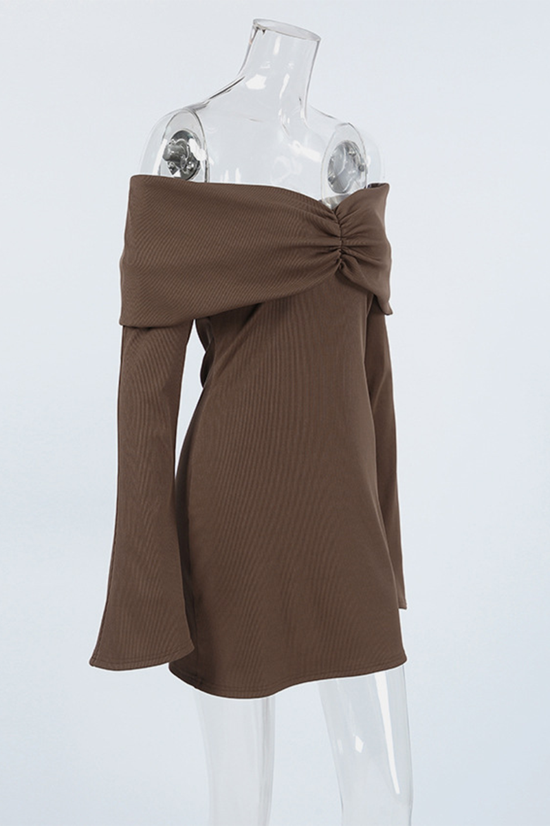 Ruched Off Shoulder Wrapped Skirt Dresses