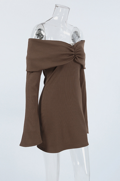 Ruched Off Shoulder Wrapped Skirt Dresses