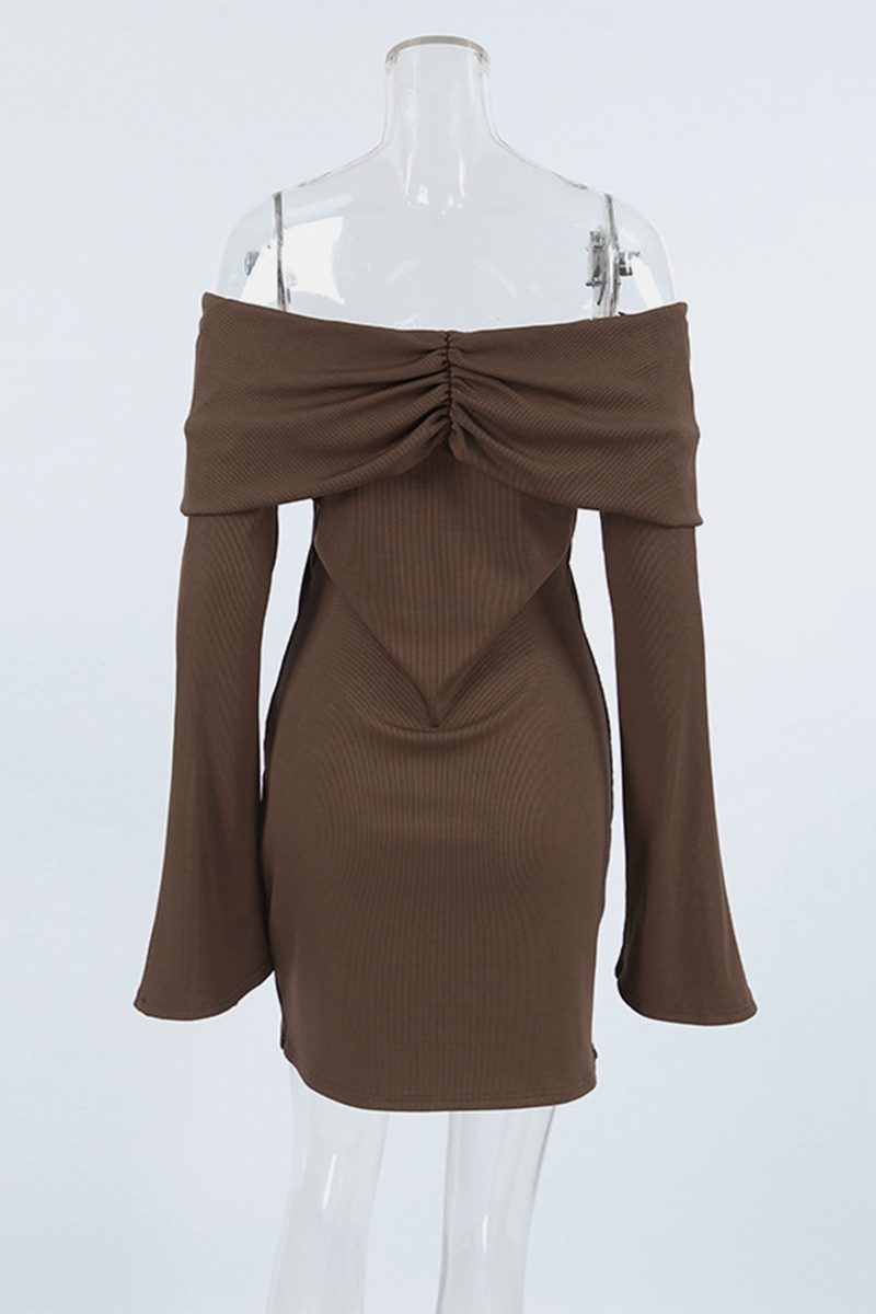 Ruched Off Shoulder Wrapped Skirt Dresses