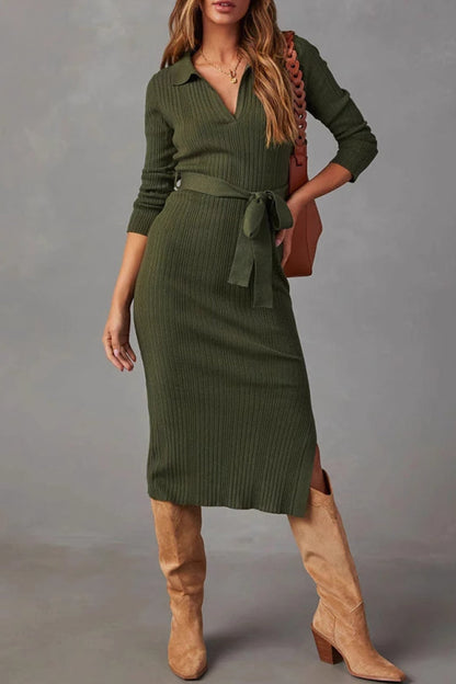 Patchwork Slit Strap Design Wrapped Skirt Dresses(3 Colors)