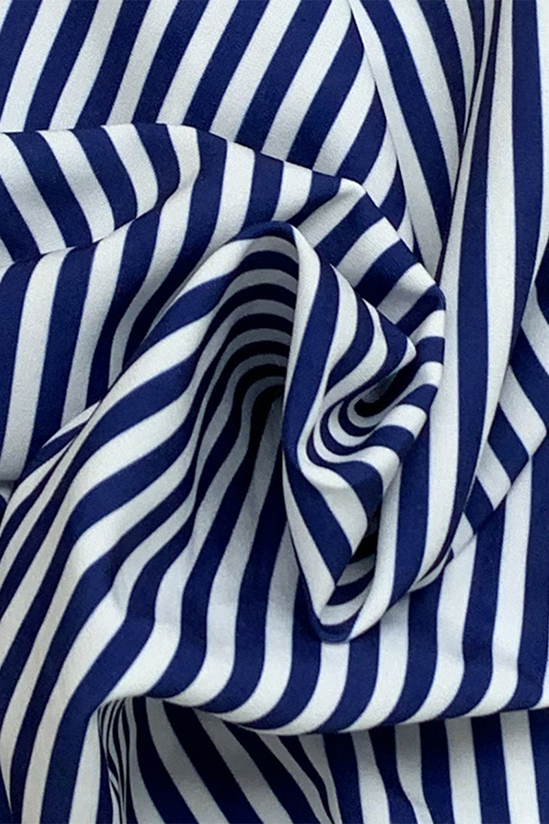 Stripe Pocket Patchwork Contrast Turndown Collar Blouses