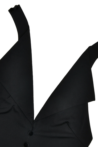 Buckle Backless Turndown Collar One Step Skirt Dresses(3 Colors)