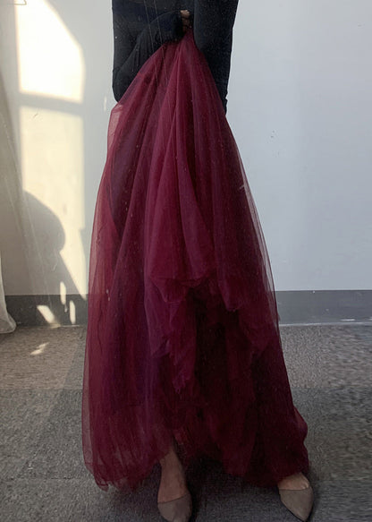 Elastic Mulberry Waist Modern Tulle Maxi Skirt