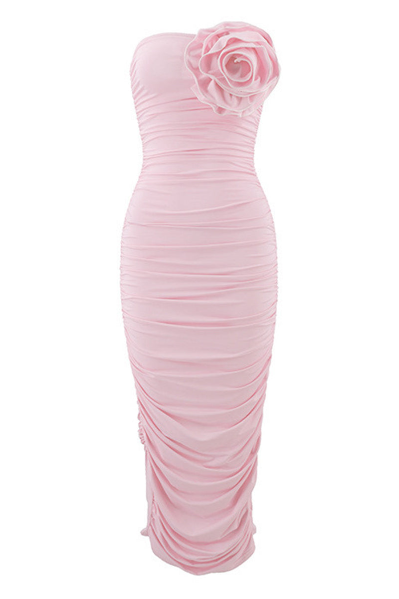 Ruched Flower Shape Strapless One Step Skirt Dresses(3 Colors)