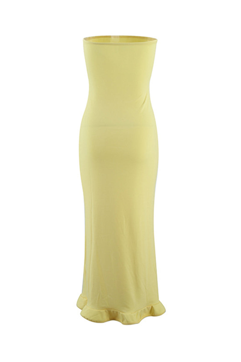Stringy Selvedge Strapless One Step Skirt Dresses(3 Colors)
