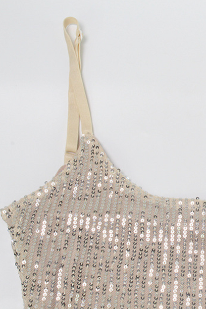 Party Sequins U Neck Wrapped Skirt Dresses