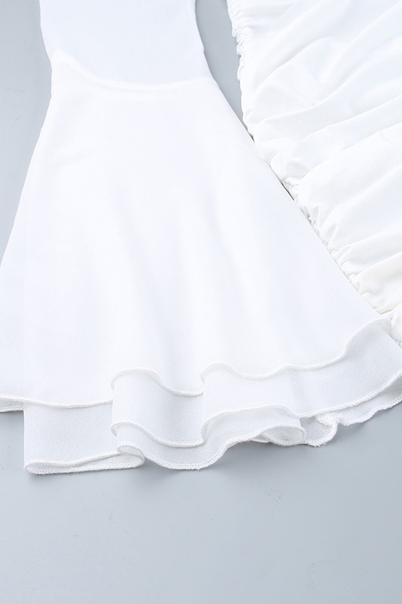 Ruched V Neck Wrapped Skirt Dresses
