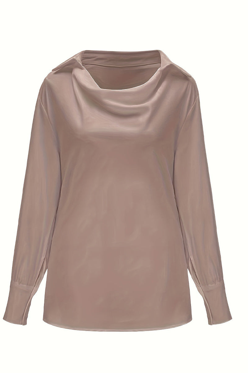 Color Ruched V Neck Blouses(4 Colors)