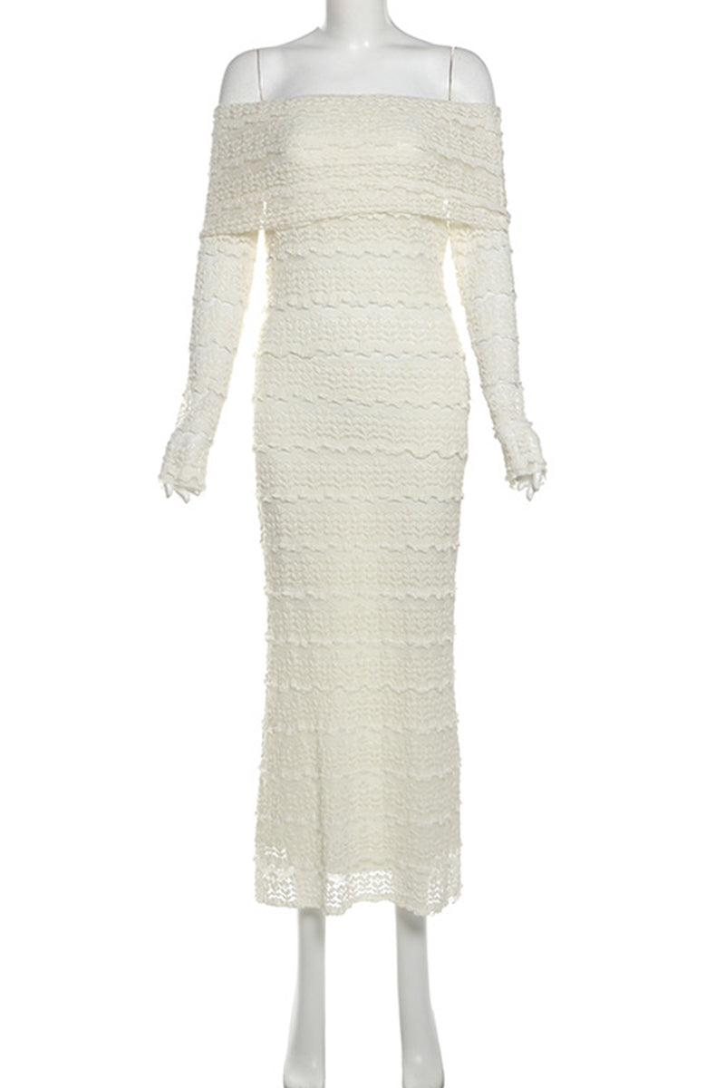 Patchwork Backless Off Shoulder Long Dresses
