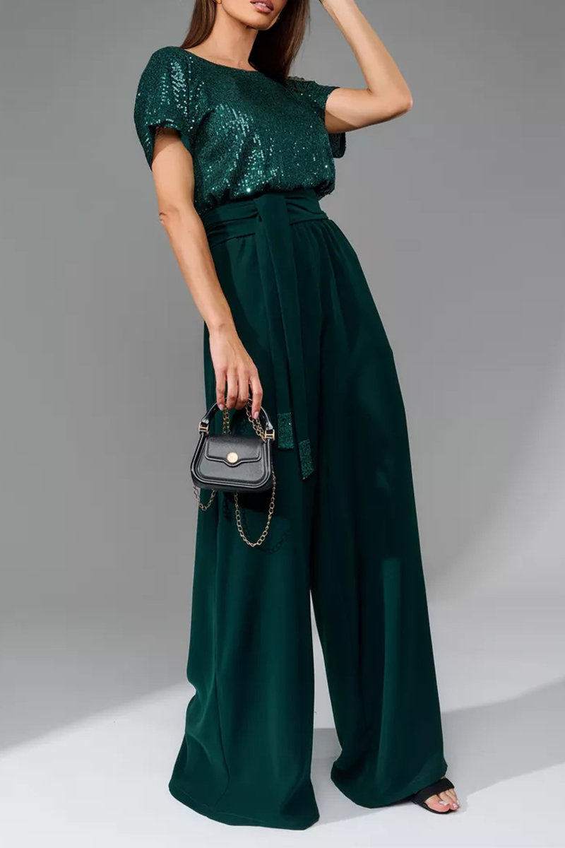 Daily Sequins Strap Design O Neck Loose Jumpsuits(5 Colors)