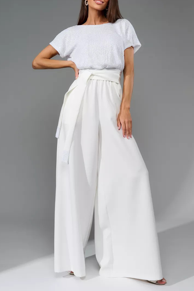 Daily Sequins Strap Design O Neck Loose Jumpsuits(5 Colors)
