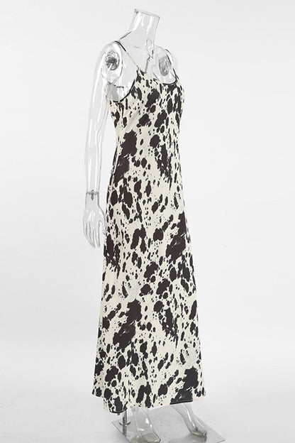 Geometric Print Contrast V Neck One Step Skirt Dresses