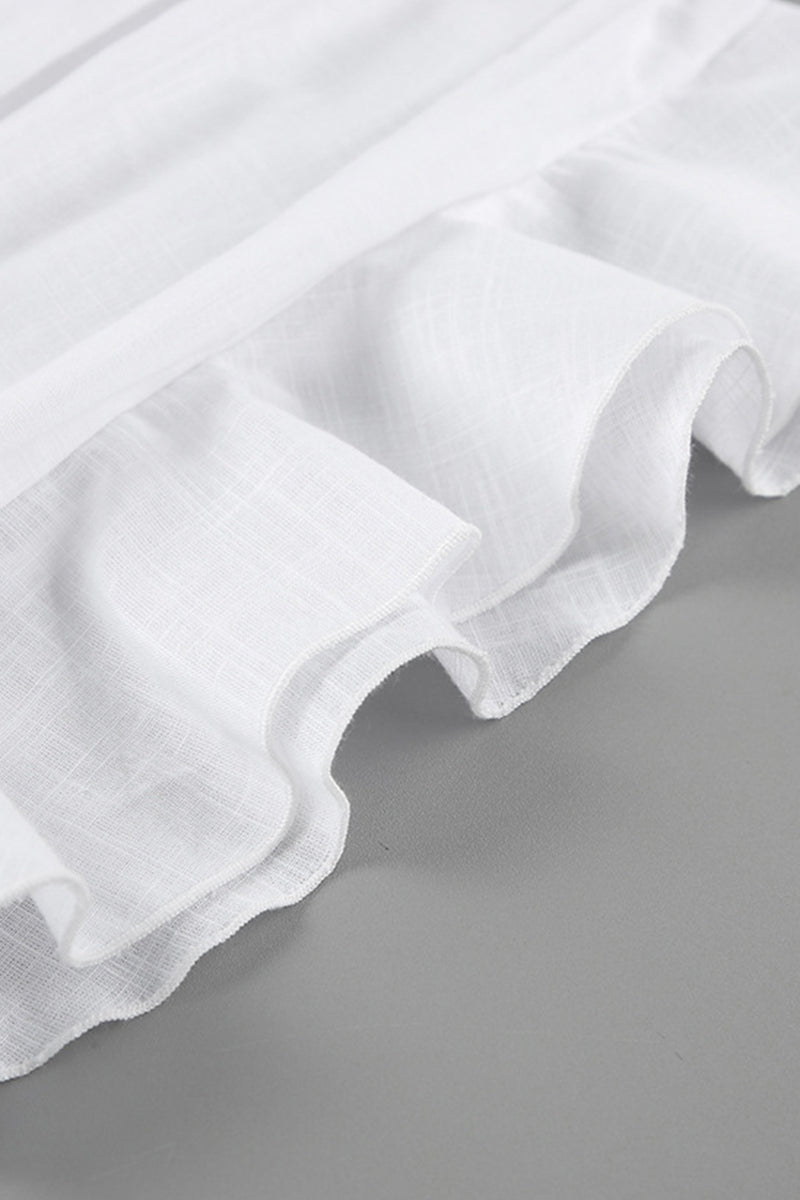 Ruffle Ruched Turn-back Collar Wrapped Skirt Dresses