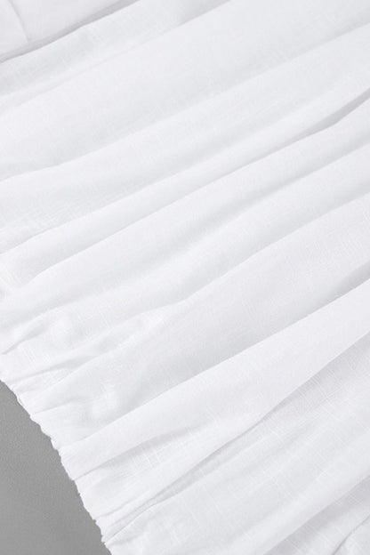 Ruffle Ruched Turn-back Collar Wrapped Skirt Dresses