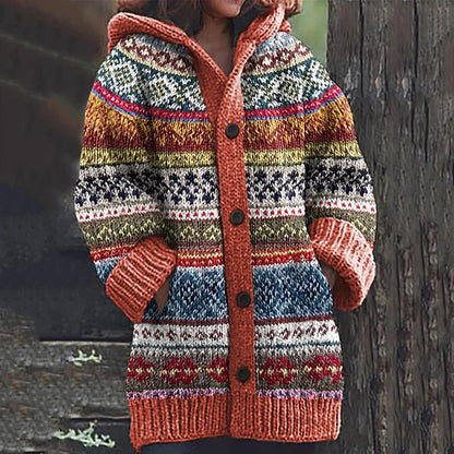 Lily | Fair Isle Hooded Knit Cardigan