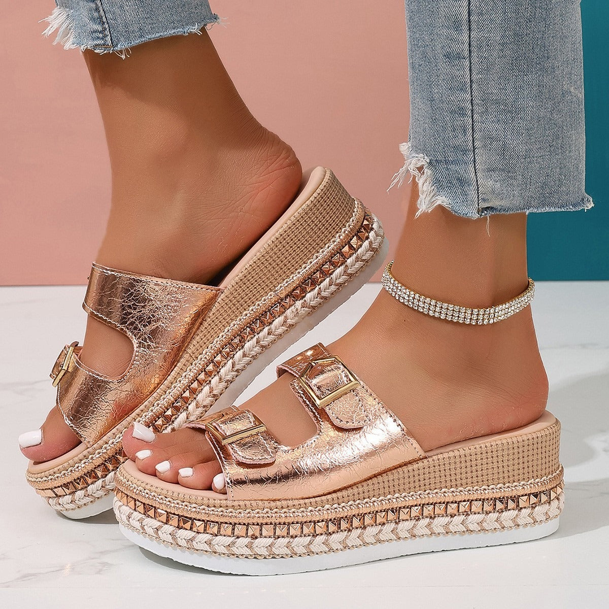 Silver Zipper Hollow Sandals