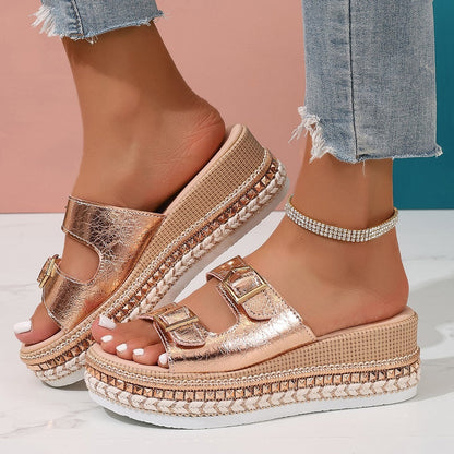 Silver Zipper Hollow Sandals