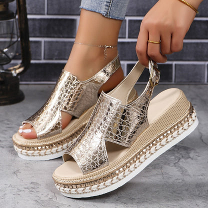 Silver Zipper Hollow Sandals