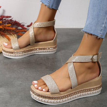 Silver Zipper Hollow Sandals