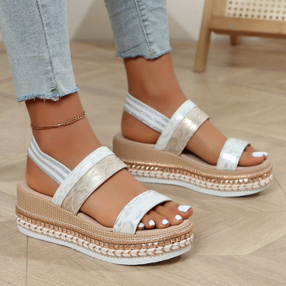 Silver Zipper Hollow Sandals