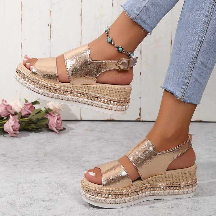 Silver Zipper Hollow Sandals