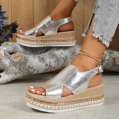 Silver Zipper Hollow Sandals