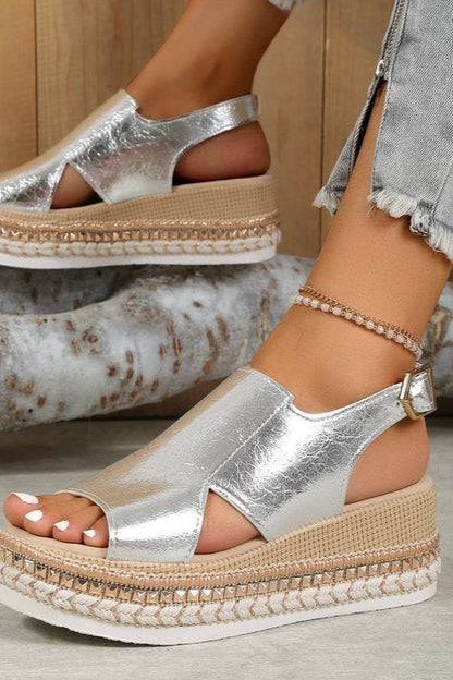 Silver Zipper Hollow Sandals