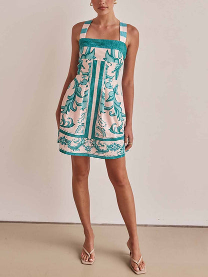 Exquisite Painted Print Camisole Mini Dress