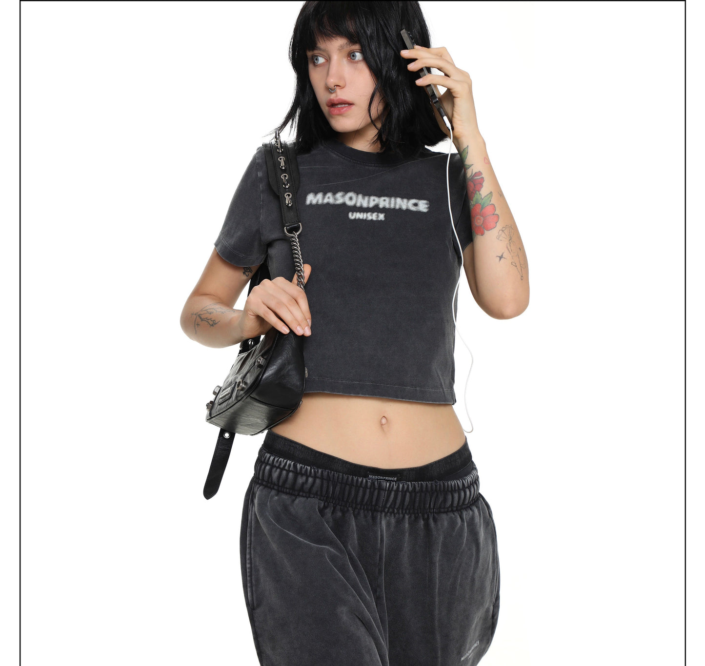 Cropped T-shirt With Washed Effect
