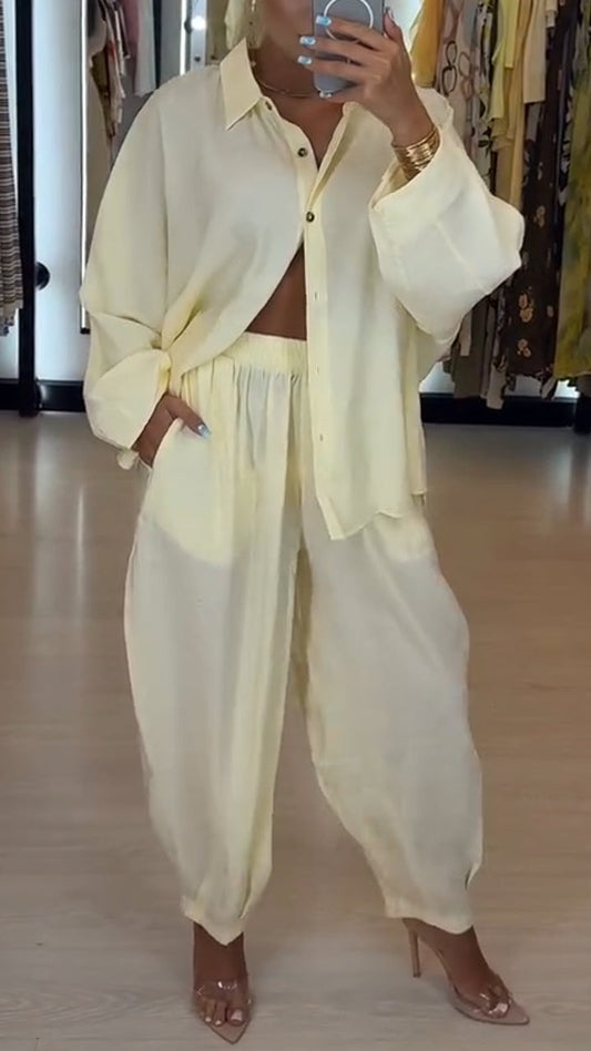 ' Collar Shirt+ Pants Color Suit