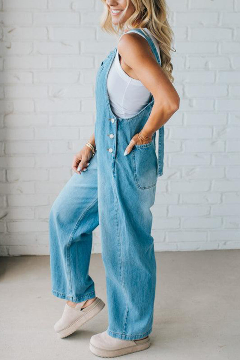 Straps Washing Water Jumpsuit