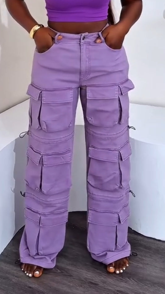 ' Spliced Multi Pocket Pants
