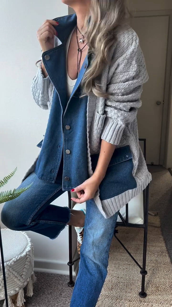 Collar Patchwork Knitted Coat