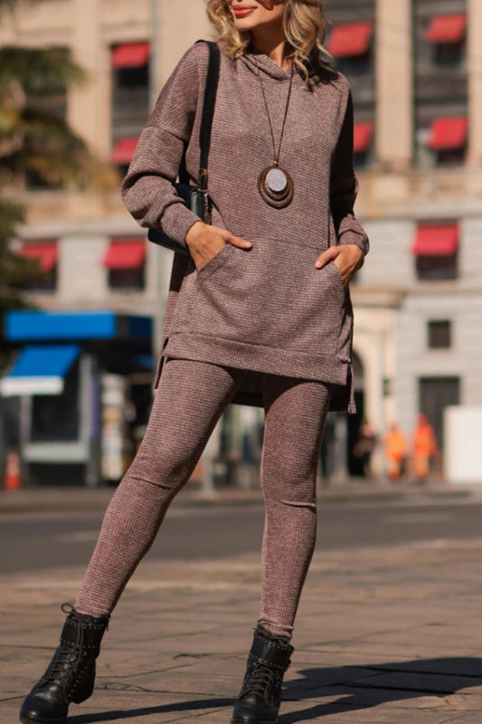 Round Neck Hooded Top+ Pants Set