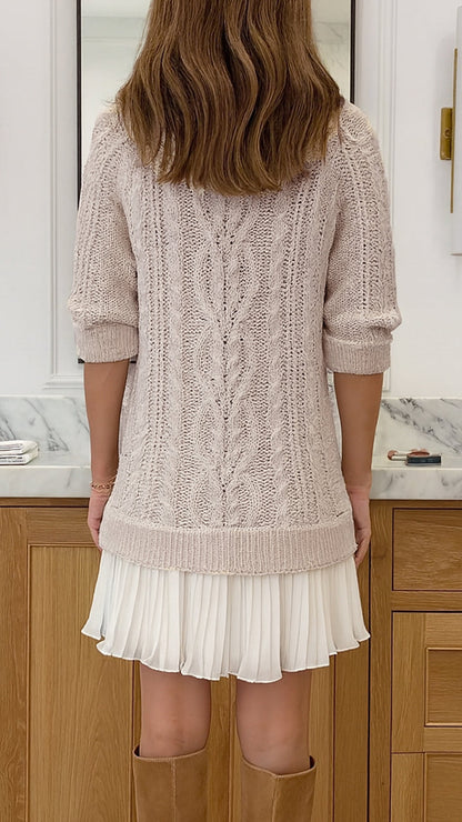 Round Neck Sweater Spliced Dress