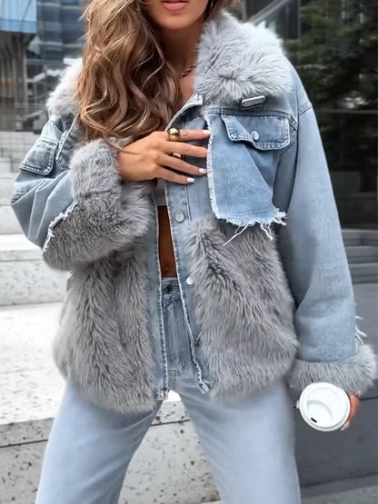 Fur Collar Splicing Temperament Coat