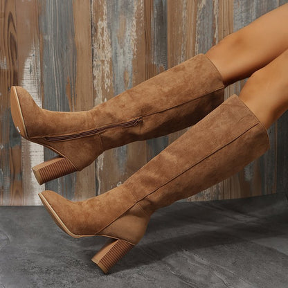 High-tube Suede Boots Denim Style Boots