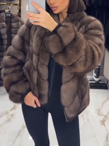 Plush Spliced Temperament Coat